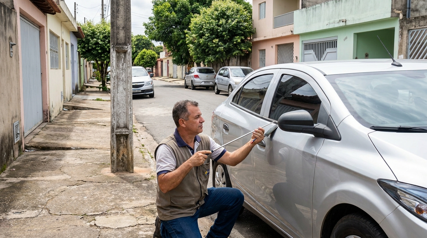 Chave trancada dentro do carro no Centro, Uberaba‑MG