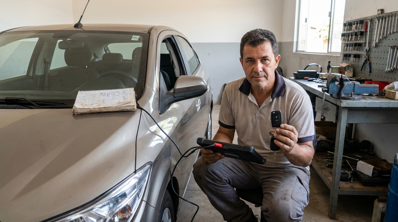 Chaveiro programando controle no Tanque, Atibaia‑SP
